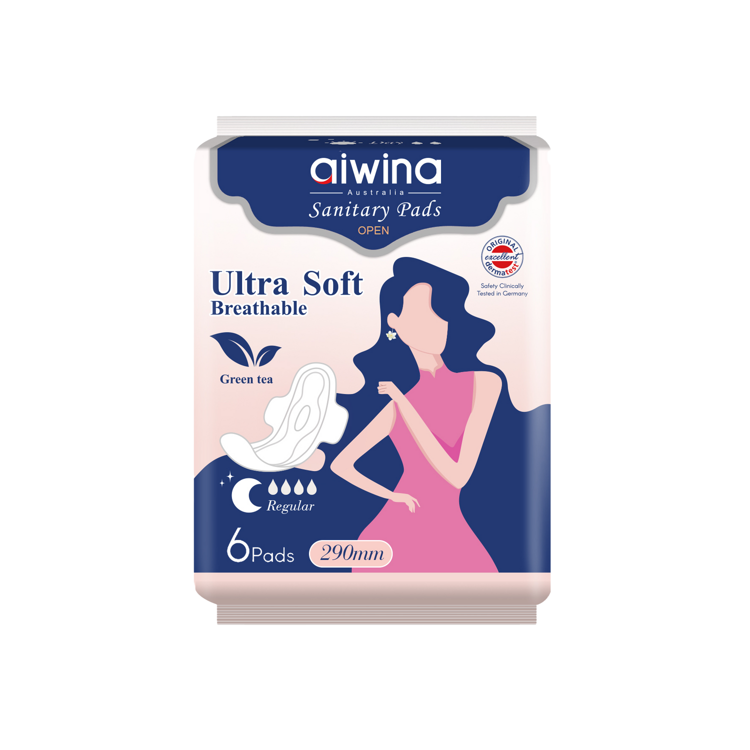 ແຜ່ນອະນາໄມອ່ອນນຸ່ມພິເສດ AIWINA ຂະໜາດ 290 ຊມ 6 ແຜ່ນ