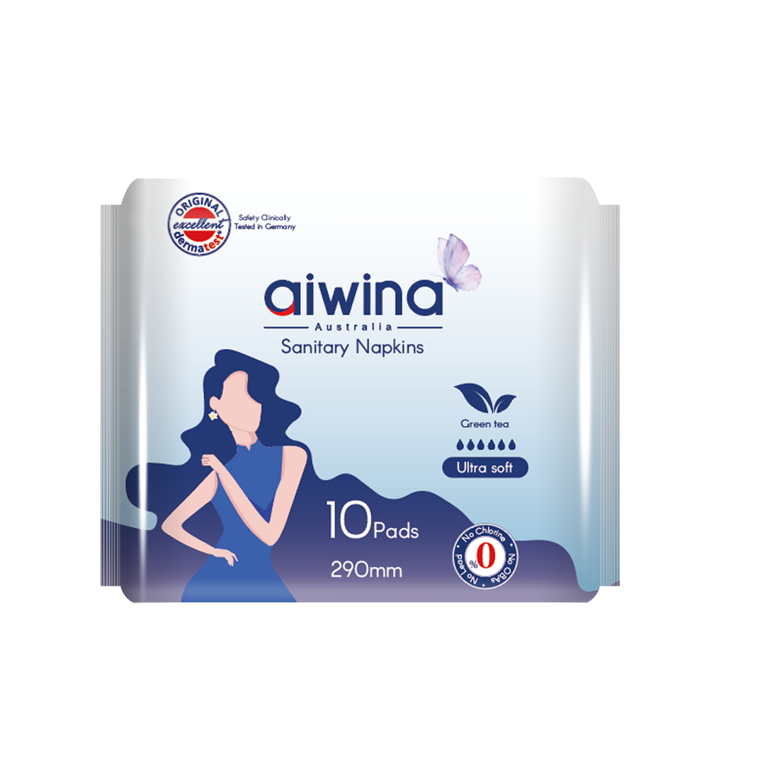 ແຜ່ນອະນາໄມອ່ອນນຸ່ມພິເສດ AIWINA ຂະໜາດ 290 ຊມ 10 ແຜ່ນ