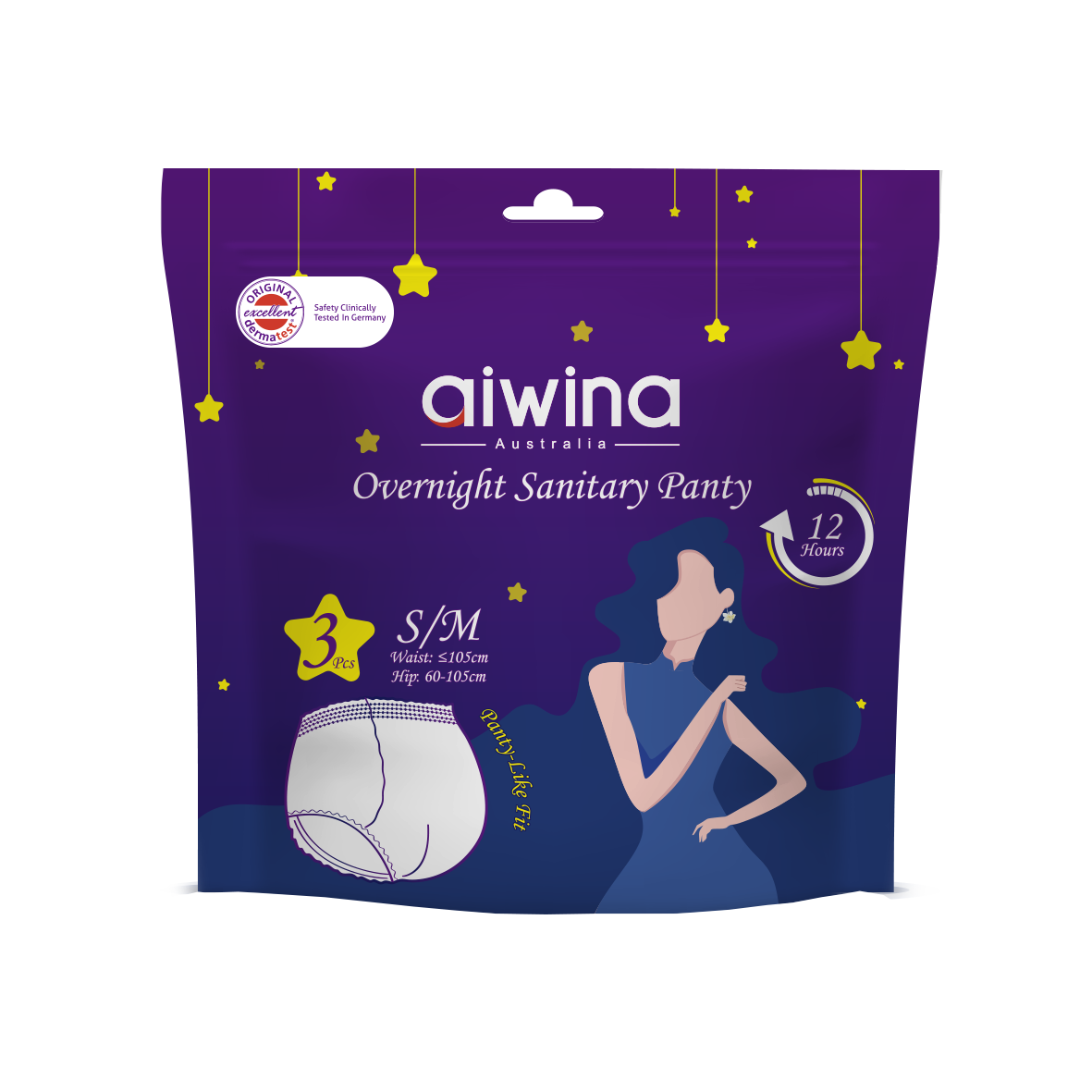 ໂສ້ງອະນາໄມສຳລັບໃສ່ກາງຄືນ AIWINA ຂະໜາດ S/M